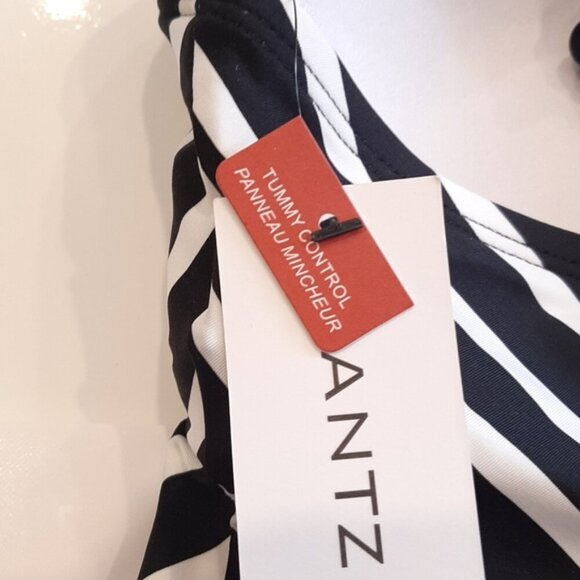 JANTZEN One Piece Swimsuit Striped Halter Keyhole Slimming Tummy Control Padded - Picture 11 of 13